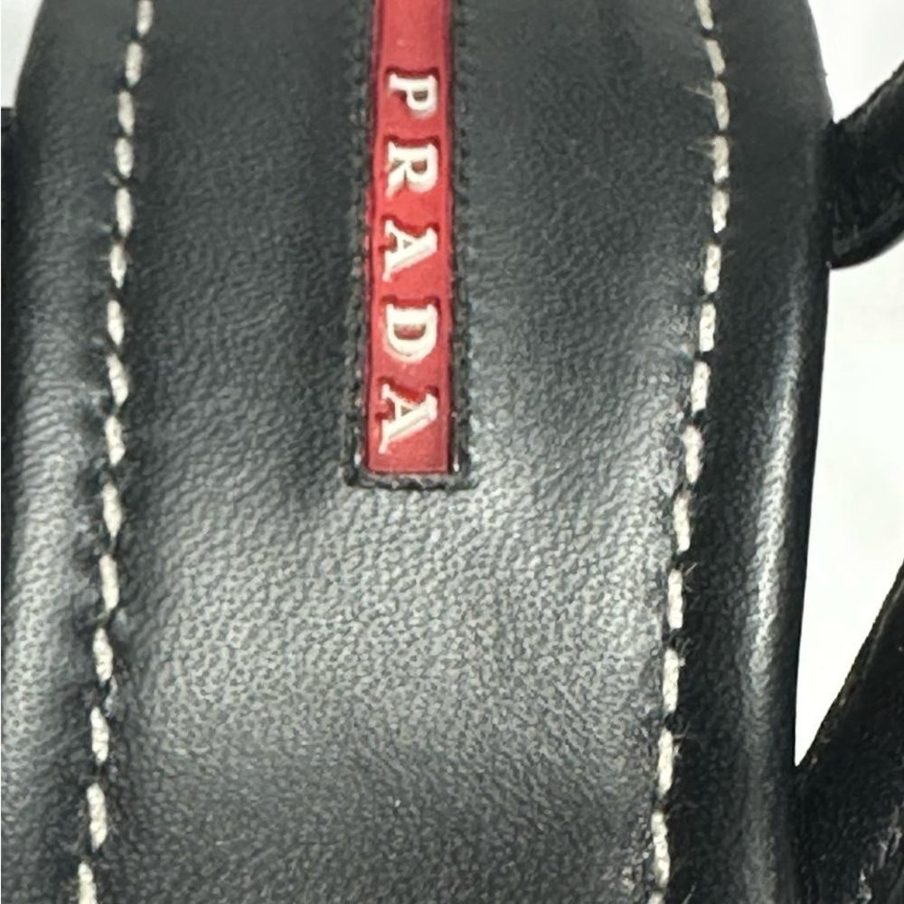 Prada Glossy Black Patent Leather Wedge Sandals Brand New In Box Size 40 /US 9.5 - Picture 10 of 11